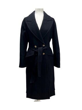 Veronica Beard Women XS Wool Coat Frattini Dickey Double-Breasted Black $998 NEW